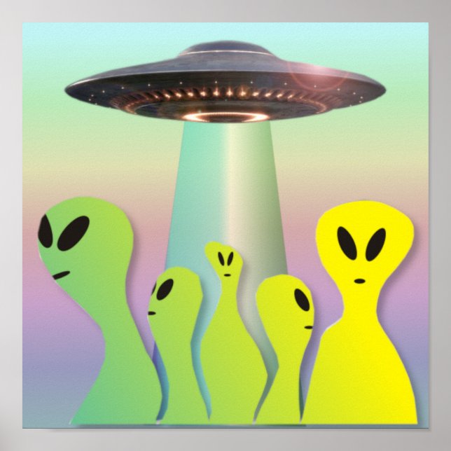Poster Aliens Amigáveis quadrados (Frente)