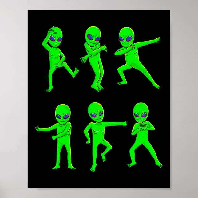 Poster Aliens de dança Halloween Green Alienígena Dance K (Frente)