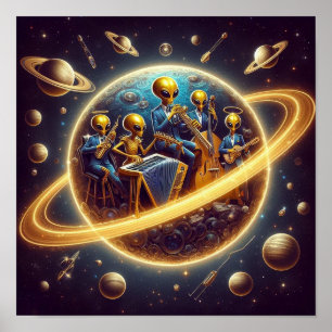 Poster Aliens De Espaço Vapor Banda De Cinco