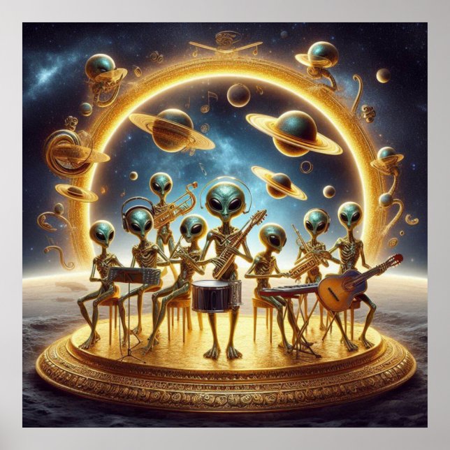 Poster Aliens Espaciais 8 Bandas, Instrumentos Musicais 0 (Frente)