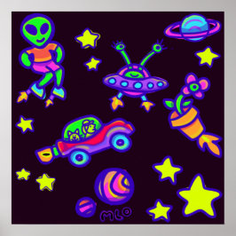 Poster Aliens Estrelas E Planetas Na Arte Espacial Exteri