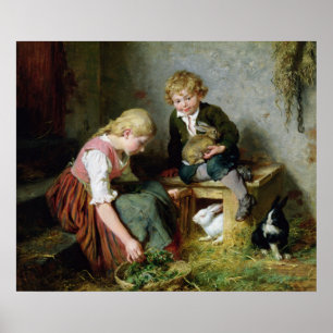 Poster Alimentando os coelhos