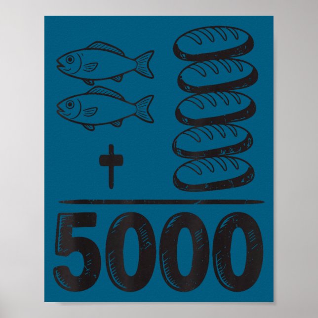 Poster Alimente 5000 Milagres Jesus Matemática Cristão Di (Frente)