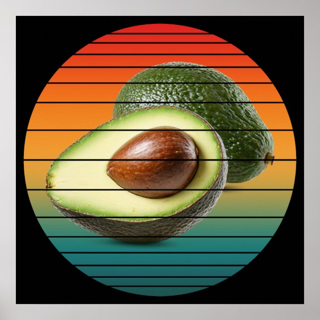 Poster Alimento vegetariano de fruta de abacate vintage (Frente)