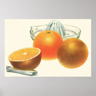Poster Alimentos Antigos Frutas, Laranjas Maduras Espreme