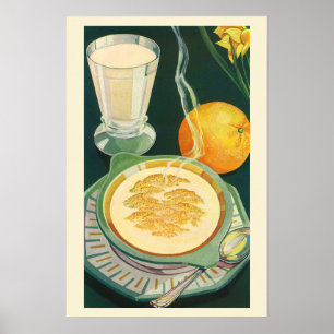 Póster Alimentos Saudáveis Vintage, Bebidas, Café da Manh