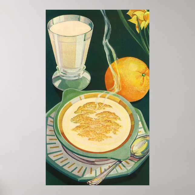 Póster Alimentos Saudáveis Vintage, Bebidas, Café da Manh (Frente)