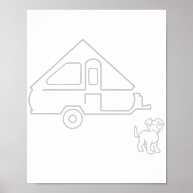 Poster Aliner Viagem Trailer A-frame Camper com Cachorro (Frente)