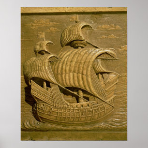 Póster Alivio representando um galeão veneziano