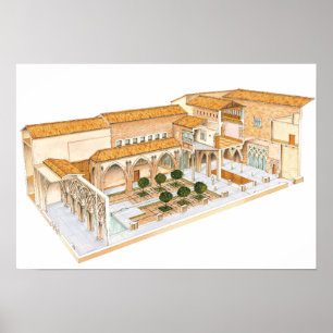 Póster Aljaferia. Espanha de Zaragoza. Palácio islâmico