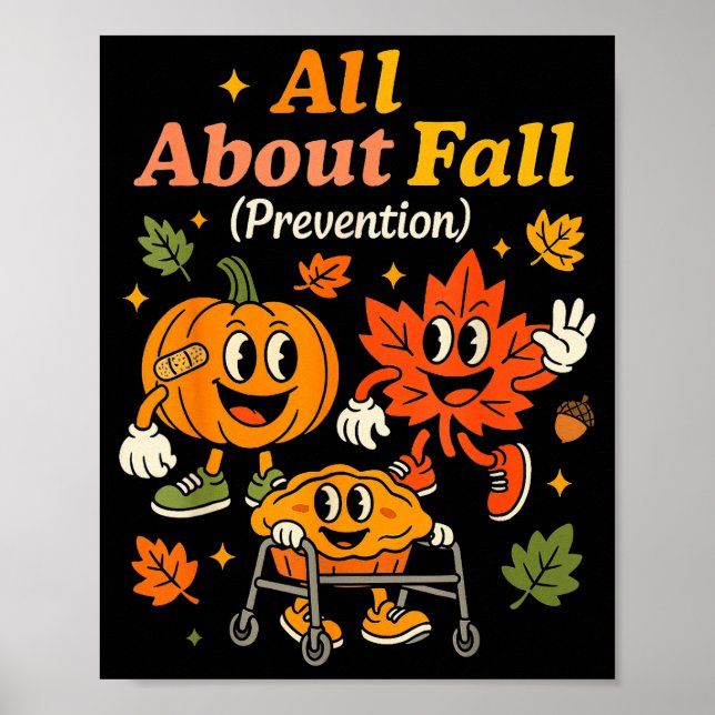 Poster All About Fall Prevention Funny Autumn Therapy Pt  (Frente)
