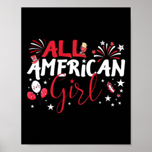 Poster All American Girl For Independence Day Girls Patri