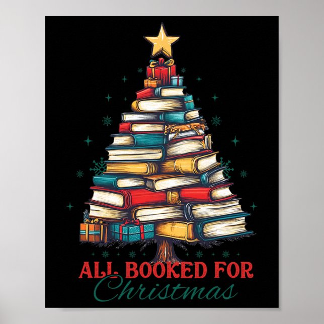 Poster All Booked For Christmas Book Tree Lights Christma (Frente)