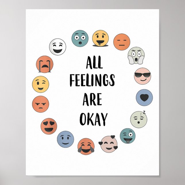 Poster All Feelings Are Okay School Teacher Psychologist  (Frente)