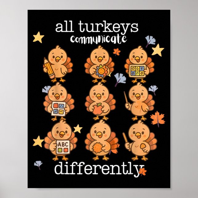 Poster All Turkeys Communicate Differently Thanksgiving A (Frente)