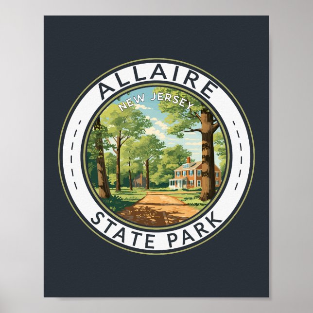 Poster Allaire State Park New Jersey Viagem Art Crachá (Frente)