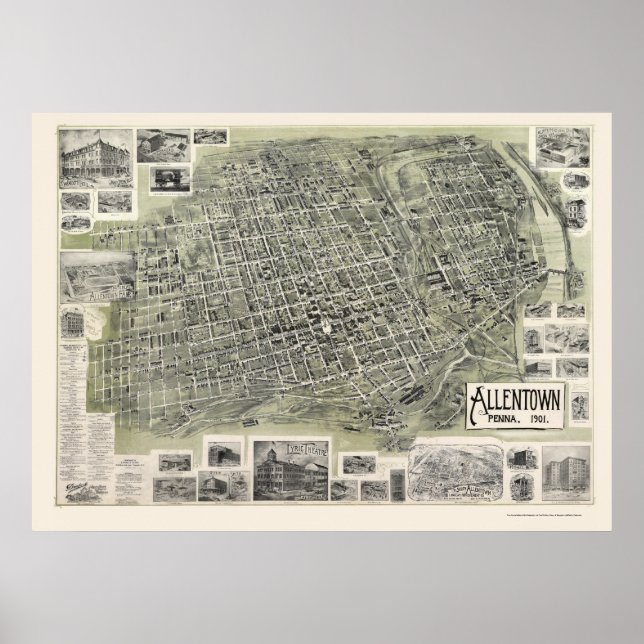 Póster Allentown, PA Panorâmica - 1901 (Frente)