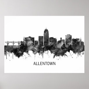 Poster Allentown Pennsylvania Skyline BW