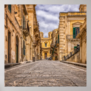 Poster Alley Historic Old Town Sicily Italy