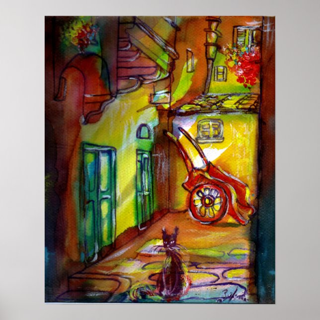 Póster Alley medieval à noite em Florença (Frente)