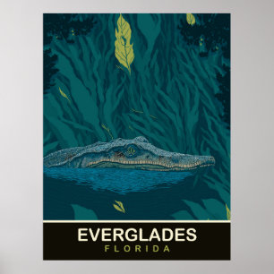 Poster Alligador em Everglades, Flórida, Viagem