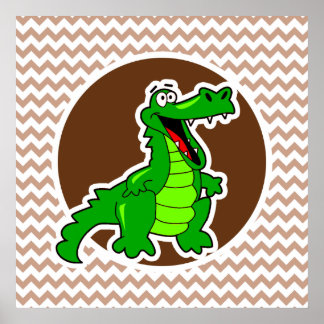 Poster Alligator; Brown Chevron