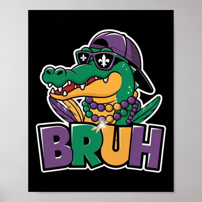 Poster Alligator Bruh Mardi Gras Costume Adolescentes (Frente)
