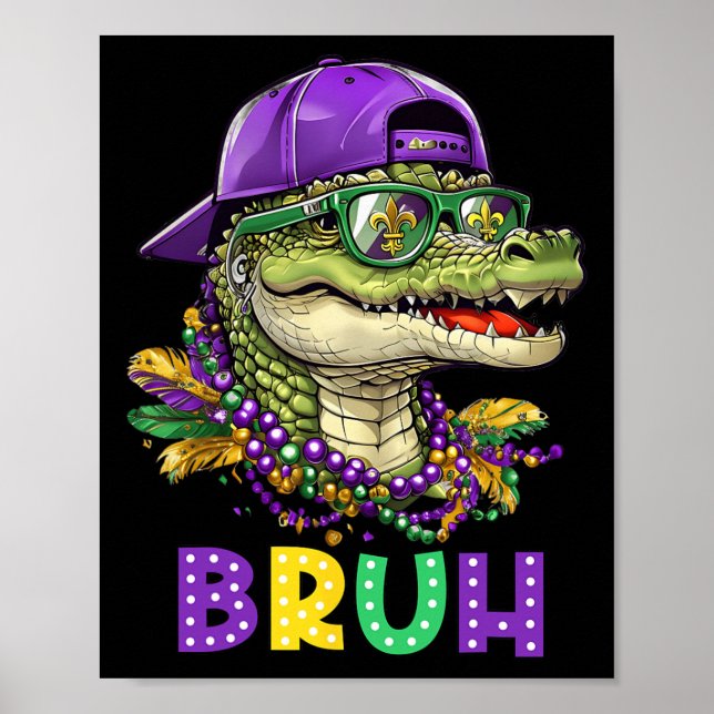 Poster Alligator Bruh Mardi Gras Costume Adolescentes B (Frente)
