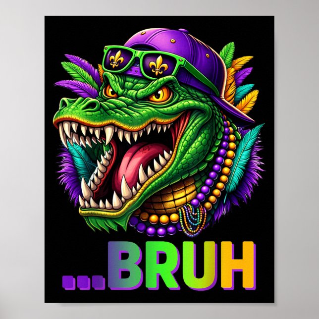 Poster Alligator Bruh Mardi Gras Costume Men Women Kids  (Frente)