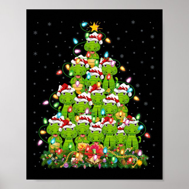 Poster Alligator Xmas Tree Lighting Papais noeis Alligato (Frente)