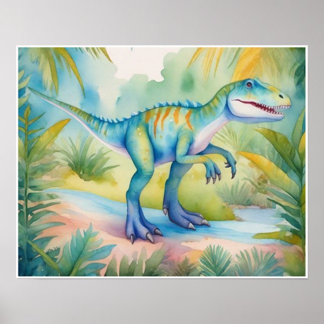 Poster Allosaurus Watercolor NurserArt (Frente)