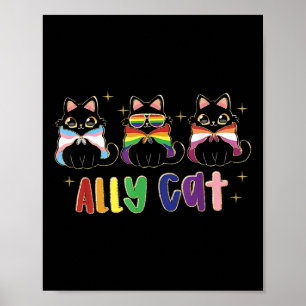 Poster Ally Cat Rainbow Lgbt Pride Flag Orgulho gay Mês 2