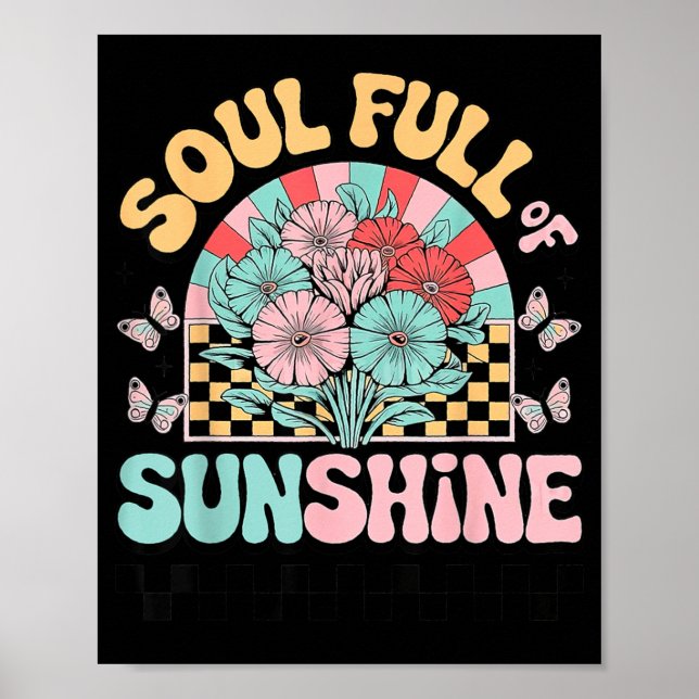 Poster Alma Cheia de Floral Retrô de Verão Sol (Frente)