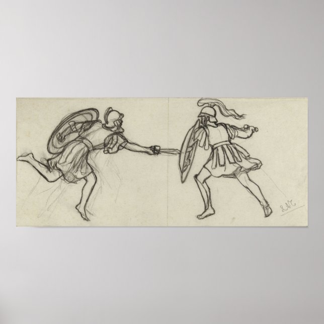 Poster Alma-Tadema - Duas Ginastas Combatentes Com Helm.. (Frente)