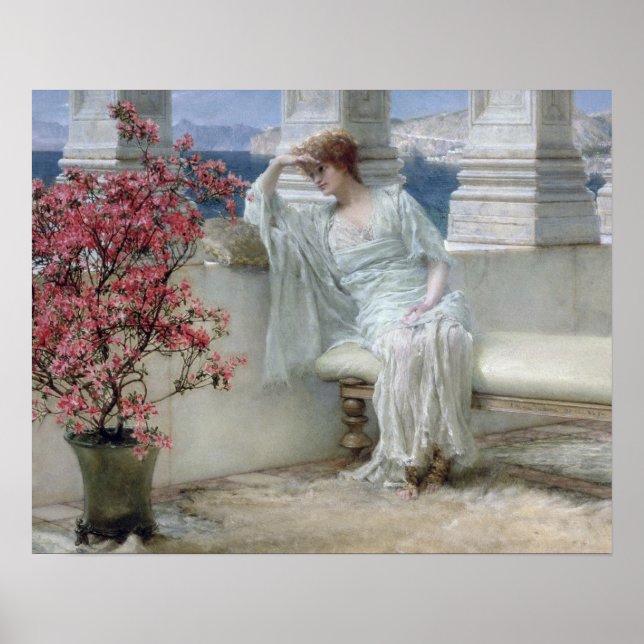 Poster Alma-Tadema Os olhos dela estão com os pensamentos (Frente)
