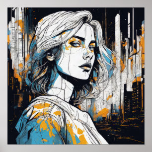 Poster Alma Urbana: Um Retrato Mulher - Arte Moderna Abst