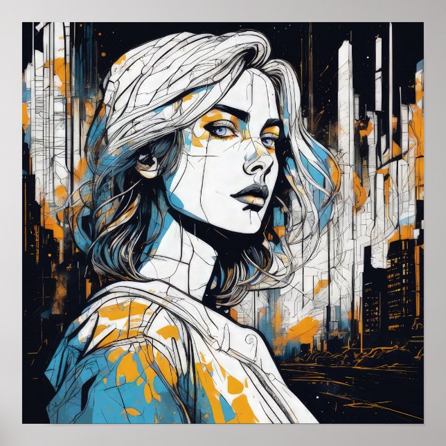 Poster Alma Urbana: Um Retrato Mulher - Arte Moderna Abst (Frente)