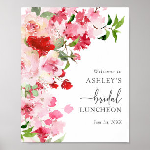 Poster Almoço Floral Rosa Vermelho Nupcial