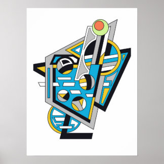 Poster Almoço Líquido | Design abstrato de deco cibernéti