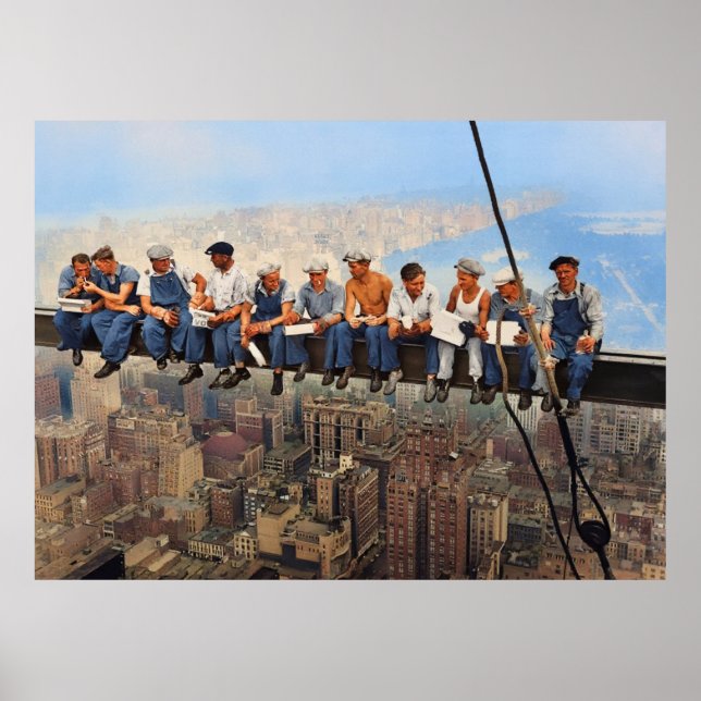Poster Almoço No Topo De Um Arranha-Céu 1932 NYC Remaster (Frente)