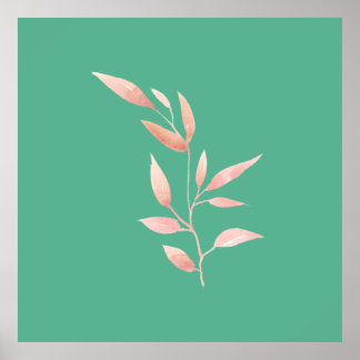 Poster Almofada Decorativa de Folhas Botânicas em Verde A