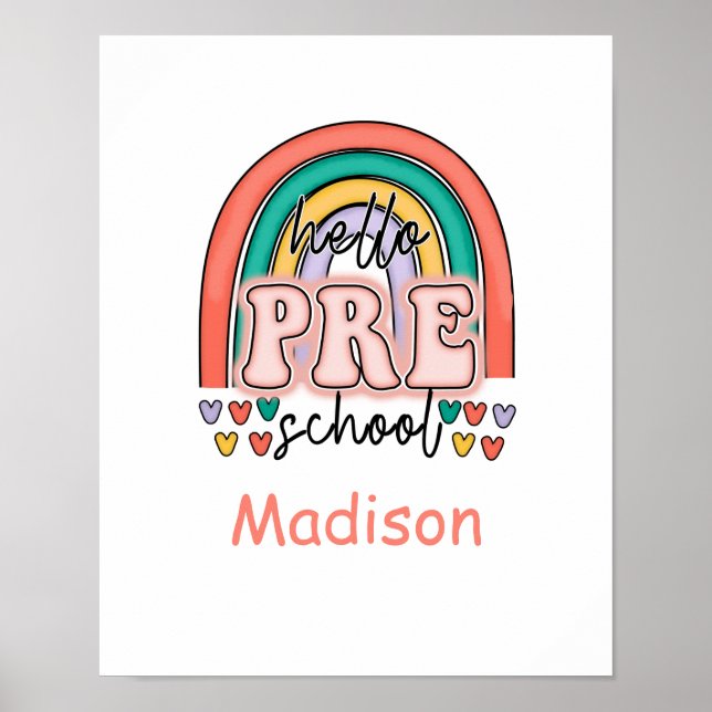 Poster Alô, Arco-Íris Pré-Escolar, Começando Pré-Escola (Frente)