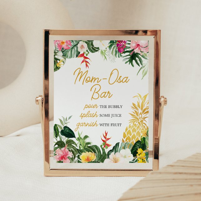 Poster Aloha Baby Pineapple Baby Shower Mom Osa Bar Sign (Aloha Baby Shower Sign)