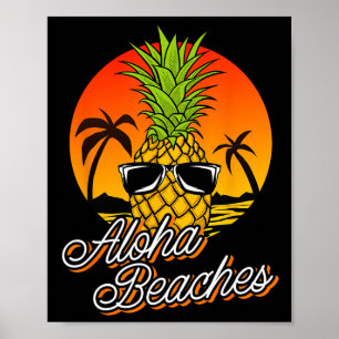 Poster Aloha Beaches Pineapple Legal Vintage Sumário Hava