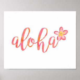 Póster Aloha citações florais da tipografia do verão d