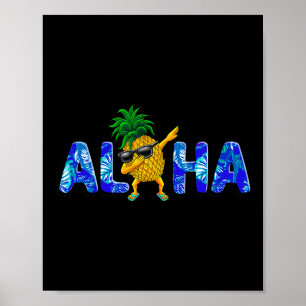 Poster Aloha Dabbing Pineapple Sungles Praias Hawaii Haw