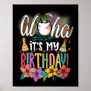 Poster Aloha É Meu Aniversário Havaiano Praias Aloha