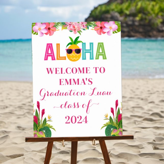 Poster Aloha Graduation Luau Classe De 2024 Welcome (Criador carregado)
