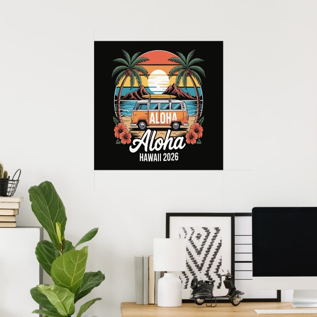 Poster Aloha Havaí 2026 (Escritório em casa)