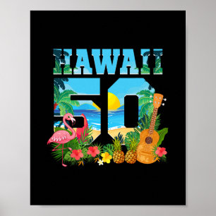 Poster Aloha Havaí 50º Aniversário Havaí Tropical Havaian